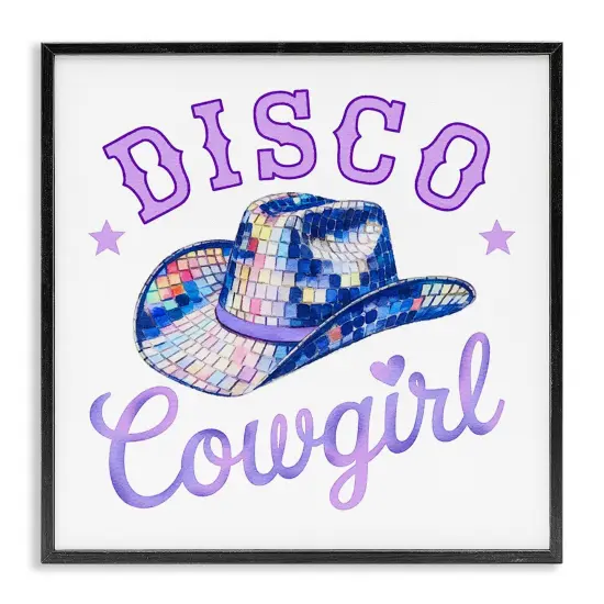 Stupell Industries Purple Disco Cowgirl Hat Framed Giclee Design by Amanda Greenwood {1}