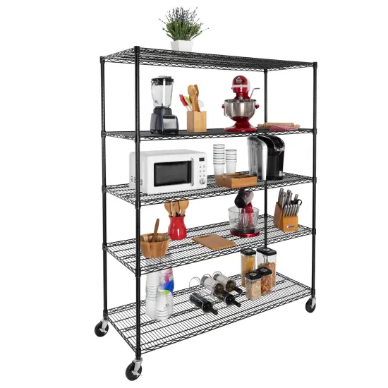 Seville Classics UltraDurable 5-Tier NSF Steel Shelving, 60" W x 24" D x 76" H Black {3}