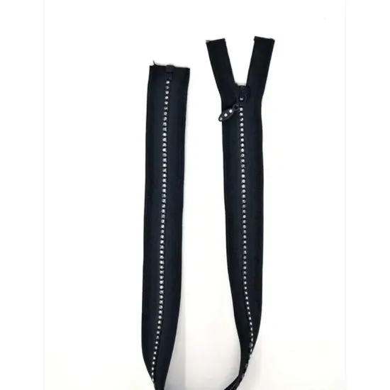 Rhinestone Jacket Zipper Black 22, 24, 25 Inches Open Bottom {1}