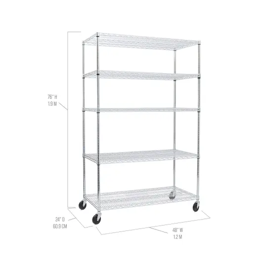 Seville Classics UltraDurable 5-Tier NSF Steel Shelving, 48" W x 24" D x 76" H Plated steel {3}