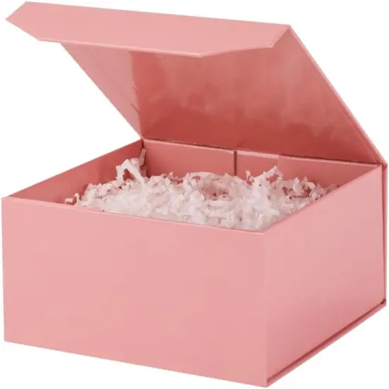 1 Pcs 6x6x3 Inch Pink Magnetic Gift Box Small Magnetic Box with Crinkle Paper Pink Small Gift Box with Shredded Paper Luxury Gift Boxes with Lids for Presents {5}