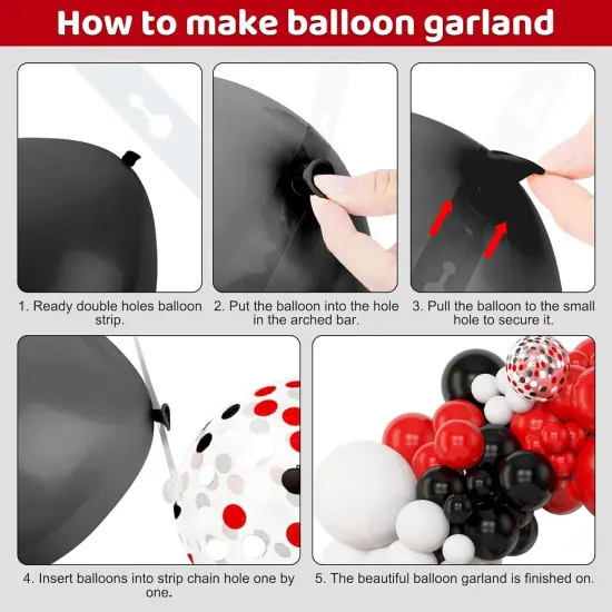 153pcs Red Black and White Balloon Arch Garland Kit Different Sizes 18 12 10 5inch Silver Latex Metallic Confetti Graduation Balloons {4}
