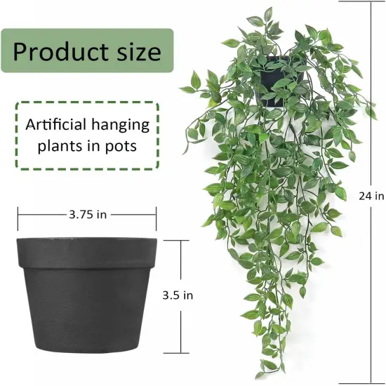 Artificial Hanging Plants Fake Small Potted Plants Faux Mandala Vines Plastic Greenery Plants for Living Room Shelf Tabletop Decor (2 PCS) {3}
