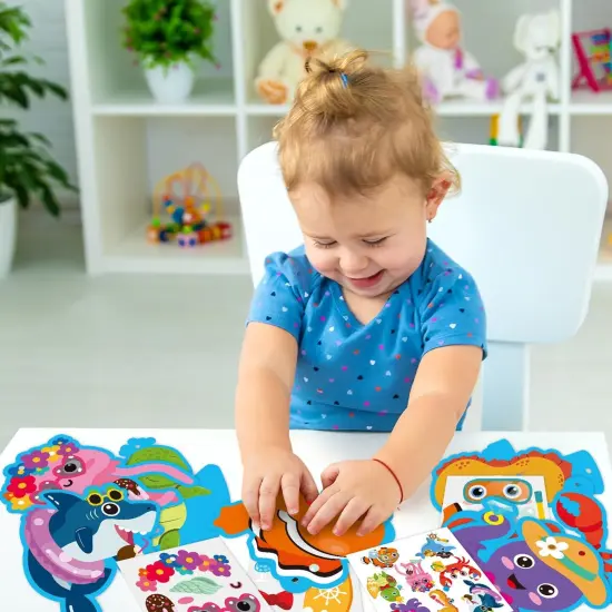 40 Packs Summer Sea Animals Craft Kit for Kids - Make Your Own Ocean Marine Animal Card Bulk Set DIY Self-Adhesive Sticker {3}