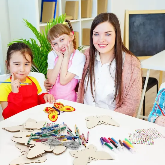 16 Pack Butterfly Wind Chime Kits Butterfly Crafts for Kids Make Your Own Butterfly Wind Chime Wooden DIY Arts and Crafts for Spring {5}