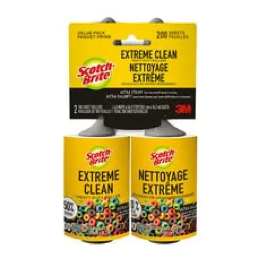 Scotch-Brite™ Extreme Clean Lint Roller Twin Pack 830RS-100TP, 4.0 in x 54.9 ft (10.1 cm x 16.7 m) {1}