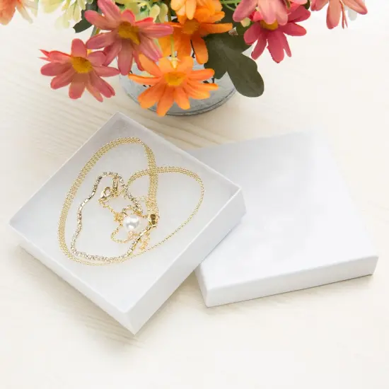 Magicool 20 Pack 3.5x3.5x1 Inch Cardboard Jewelry box Necklaces,Bracelets,Earrings,Small Gift Packaging,Jewelry Gift Boxes Lids Filled Cotton(White), 3.5x3.5x1 Inch (Pack of 20) {3}