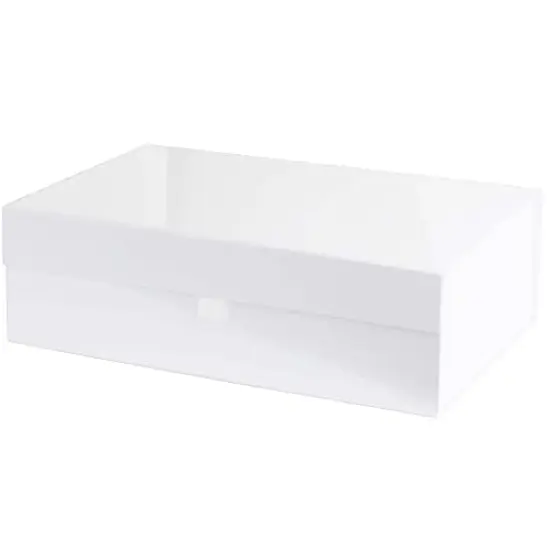 Purple Q Crafts White Hard Gift Box With Magnetic Closure Lid 14" x 9" x 4" Rectangle Favor Boxes With White Glossy Finish {2}