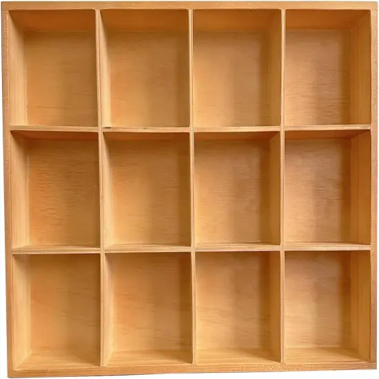 1 Pcs 13.4''x10.6''x2'' Wooden Storage Divider Box Showcase Display Box Organization Tray Tabletop Box with 12 Compartments for Home Craft Office Kitchen Storage {1}