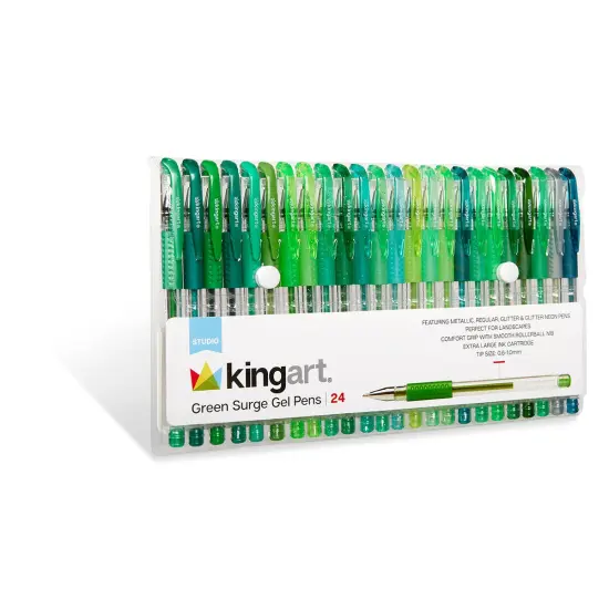 KINGART&reg; Gel Pens, Soft Grip, 24 Green Tone Colors {2}