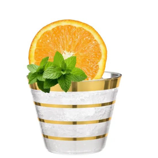 110 Pack 9 oz Disposable Clear Plastic Cups| Gold Rimmed Disposable Cups {1}