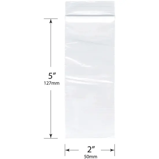 Plymor 2" x 5", 2 Mil Zipper Reclosable Plastic Bags {3}