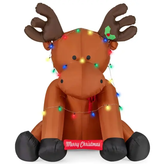 Costway 8.5 FT Tall Christmas Inflatable Reindeer Decoration with 24 LED String Lights {1}