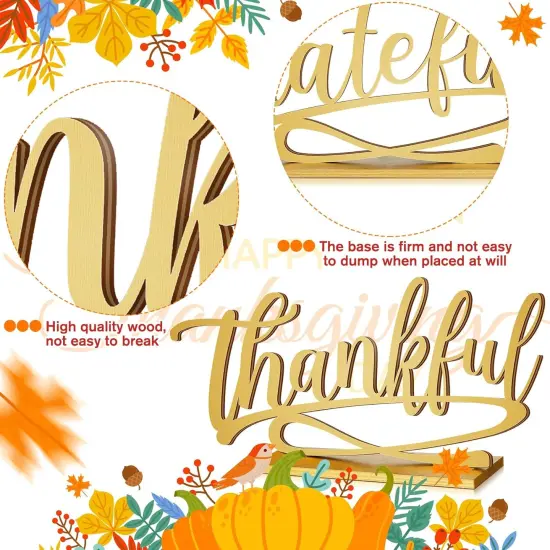 3 Pieces Thanksgiving Fall Letter Tabletop Sign Decoration(Gold) {4}
