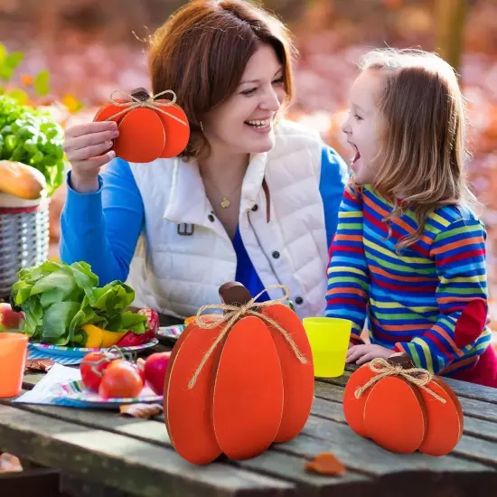 5 Pcs Fall Pumpkin Tabletop Decor Autumn Wooden Signs {5}