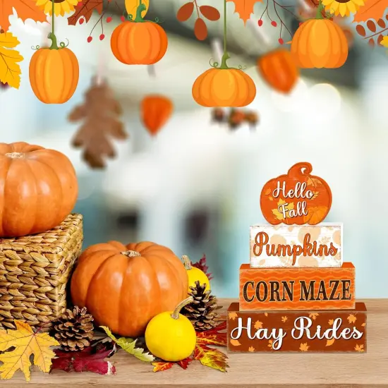 3 Pcs Wooden Pumpkin Fall Table Decor {4}