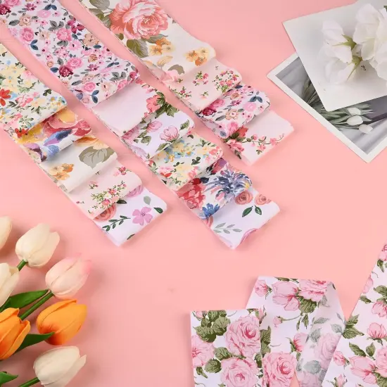 40 Pcs Pink Retro Floral Cotton Jelly Fabric Strips, 2.55 Inch Cotton Fabric Bundles (Hydrangea) {4}