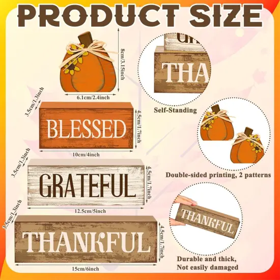 4 Pcs Fall Thanksgiving Tabletop Sign Decor {2}