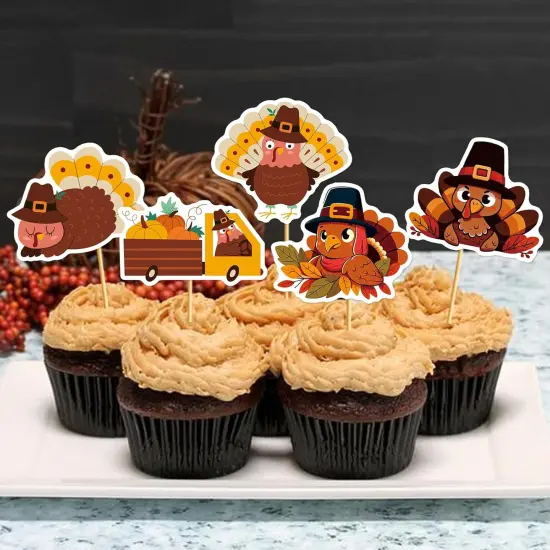27Pcs Thanksgiving Cupcake Toppers {4}