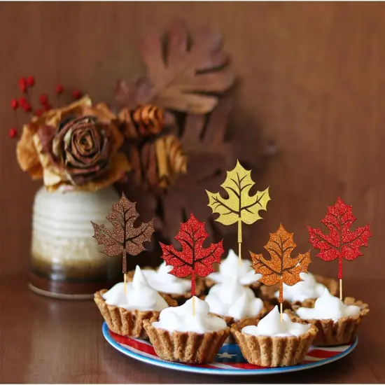 Maple Leaf Cupcake Toppers {3}