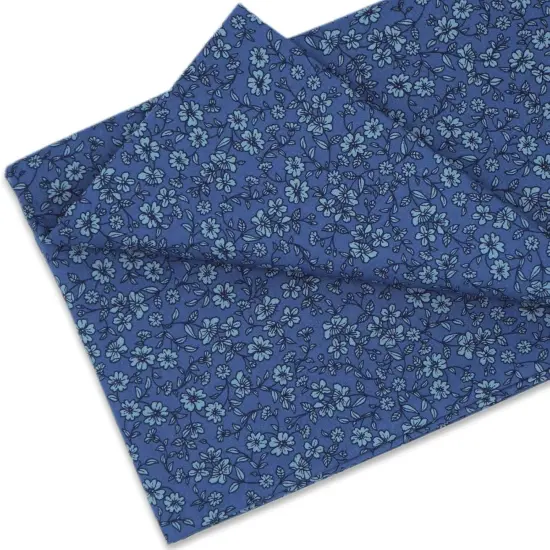 100% Cotton Fabric by The Yard for Sewing DIY Crafting Fashion Design (Spring Flowers Blue) {1}