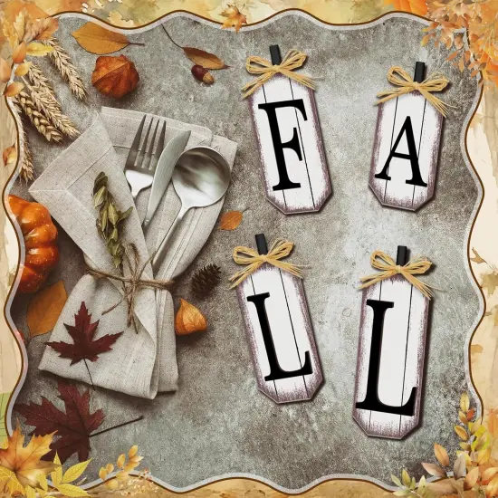 4 Pcs Wooden Fall Signs Tabletop Decor {4}