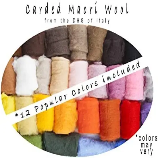 Complete Needle Felting Craft Starter Kit for Beginners, Premium Tools and Supplies, 17 Colors Wool, 6 Needles Color Coded, Wool Felting Pad, Leather Finger Guards, Storage Case {2}