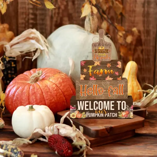 4 Pcs Fall Wooden Table Decor {4}