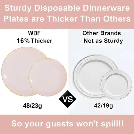 150Pcs Disposable Tableware Set 25 Guests - Pink and Gold {5}