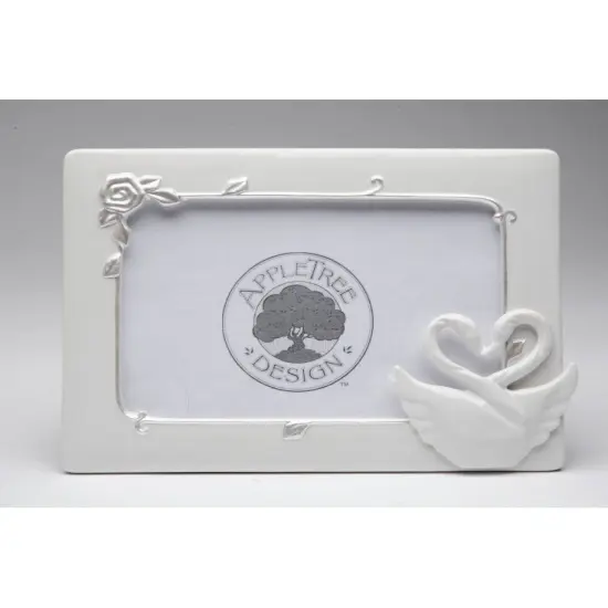 Ceramic Swan Couple Wedding Photo Frame ( 4" x 6" ), Wedding Decor, Wedding Gift {3}