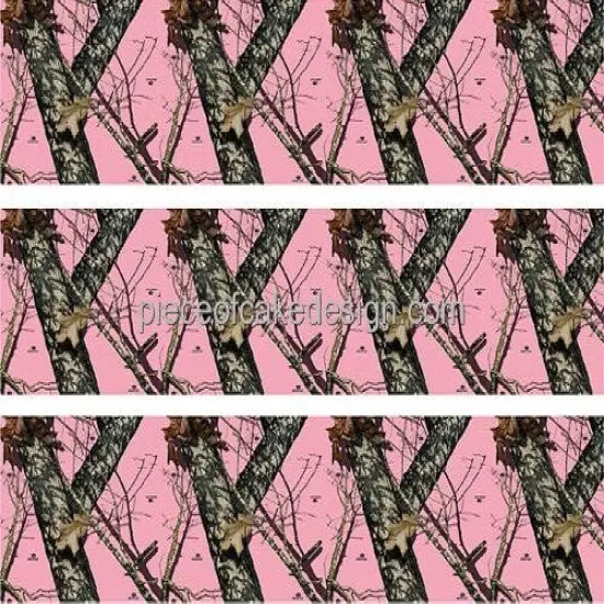 Pink Camo Trees - Side Prints - Edible Cake Topper - D5444 {1}