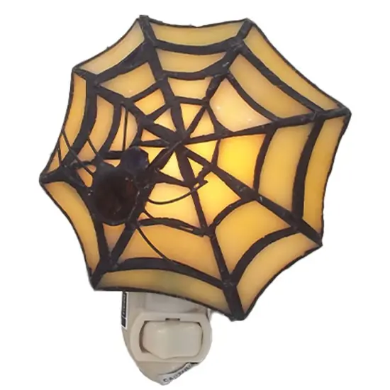 Spider Web Stained Glass Night Light - Tiffany Style - Perfect for Any Room {3}