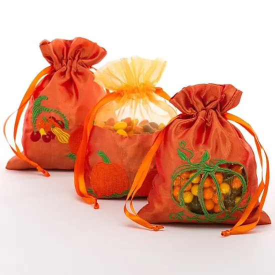 Pumpkin Taffeta Bag 5" x 6.5" Stylish and Durable {3}