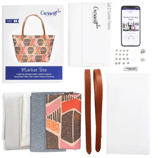 Crosscut Sewing Co.&reg; Market Tote Bag Sewing Project Kit for Beginners with Fabric, Instructions and Video Yucatan {3}