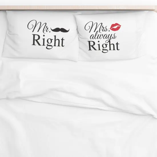20" x 30" Mr & Mrs Right Pillowcase Set {4}