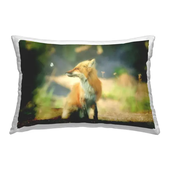 Fox Kit & Butterfly Design by Carrie Ann Grippo-Pike Throw Pillow  {1}