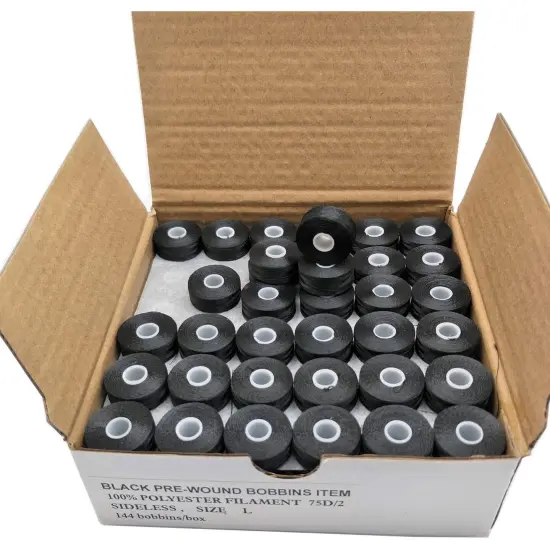 Madeira Sided Bobbin Black L Quality Bobbin {5}