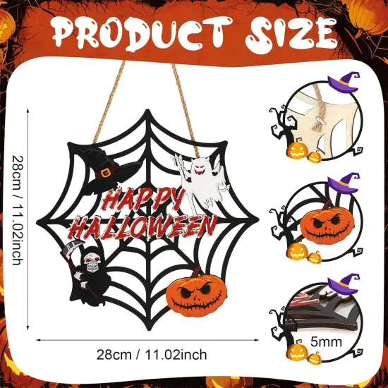 2PACK Halloween Door Sign Spider Web Design with Pumpkin,Ghost {2}