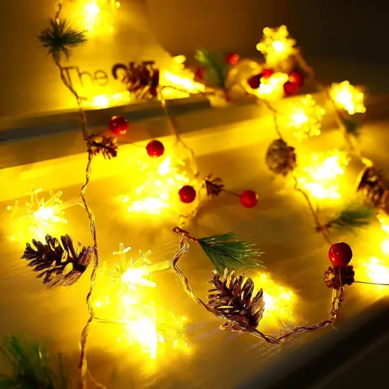Christmas Garland with Snowflake Lights, 30 Led 10ft Battery Operated {3}