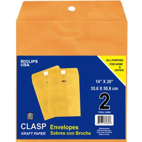 Kraft Clasp Envelopes 14x20 in, 2 Pack &ndash; 48 Units {1}
