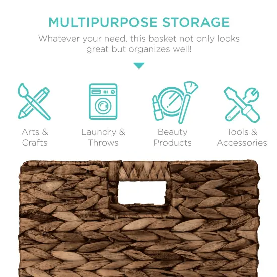 Best Choice Products 13x13in Hyacinth Storage Baskets, Set of 5 Multipurpose Collapsible Organizers Brown {5}