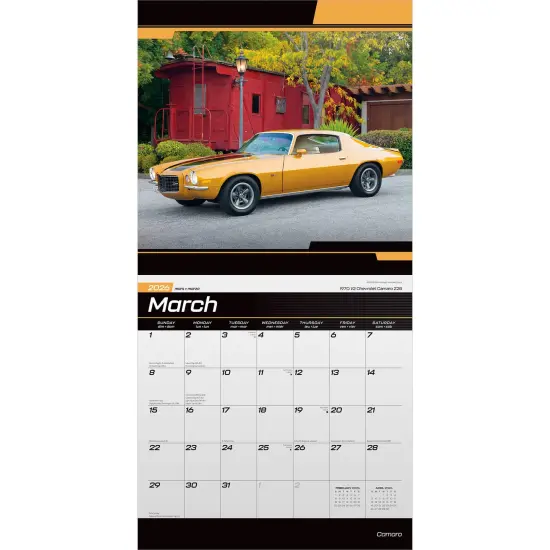 Camaro OFFICIAL | 2026 12 x 24 Inch (Hanging) Monthly Square Wall Calendar | Plastic-Free {3}
