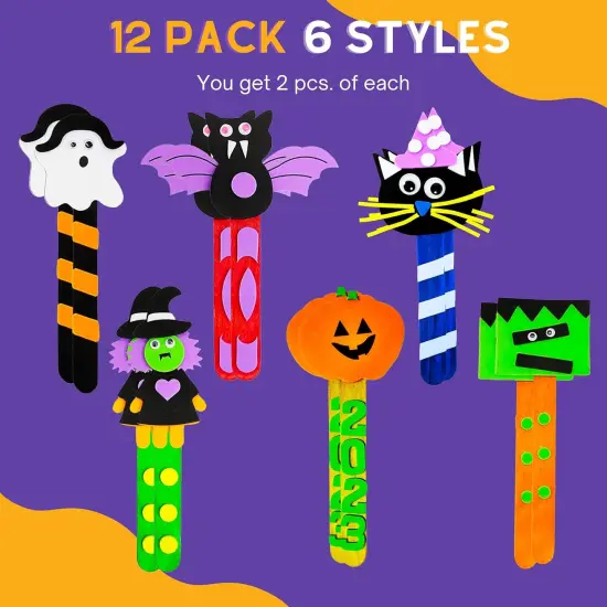 4E's Novelty Halloween Bookmark Craft Kit for Kids 12 Pack Bulk, DIY Foam Halloween Crafts for Kids Ages 4-12, Classroom Activities, Pre-Packaged Halloween Party Crafts & Fall Bookmark Crafts {2}