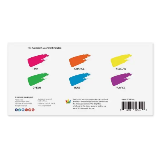 KINGART&reg; Acrylic Paint Set, 60ml, 6 Neon Colors {6}