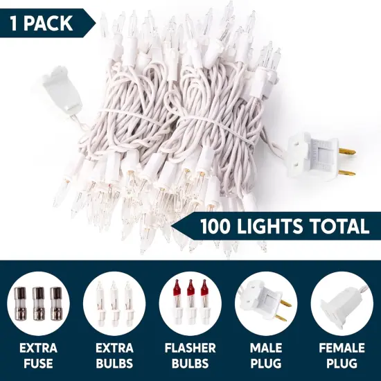 White Christmas String Lights - 100 Count, 21.5FT {2}
