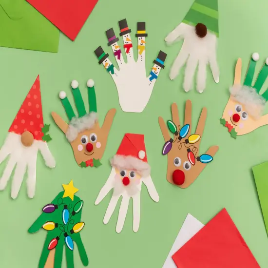 Colorbok Kids Christmas PDQ 4/pkg-Holiday Hand Print Card Kit {7}