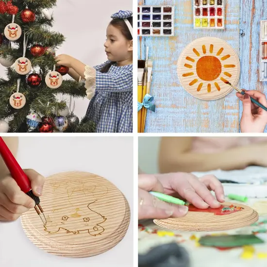 12Pcs Round Wooden Plaques for Crafts {4}