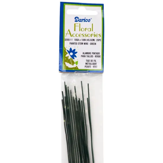Darice 18 GA. Painted Stem Wire Floral Accessory -18" - Green {4}