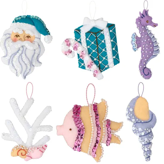 Bucilla Felt Ornaments Applique Kit Set Of 6-Santa's Sea Life {2}