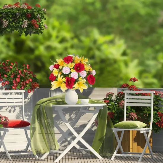 2 Bunches 18.5" Spring Silk Yellow Artificial Flowers (Lily Poppy) {3}